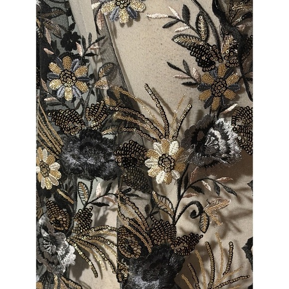 Mesh Evening Shawl Cardigan w/ Sequin Beaded Floral Embroidery - Picture 4 of 5